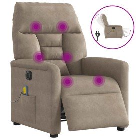 Sillón reclinable masaje eléctrico tela microfibra gris taupe en Sillones | Comprar online en Foro24