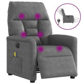 Sillón reclinable masaje eléctrico tela microfibra gris oscuro