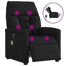 Sillón reclinable de masaje eléctrico tela de microfibra negro