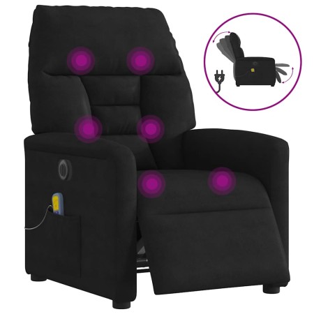 Sillón reclinable de masaje eléctrico tela de microfibra negro