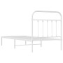 Bettgestell aus Metall mit weißem Kopfteil 90x190 cm von vidaXL, Betten und Lattenroste - Ref: Foro24-352619, Preis: 68,39 €,...