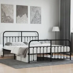 Black metal headboard and footboard bed frame 183x213cm by vidaXL, Beds and slatted bases - Ref: Foro24-352601, Price: 147,96...