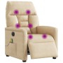 Sillón reclinable masaje eléctrico tela microfibra color crema