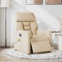 Sillón reclinable masaje eléctrico tela microfibra color crema