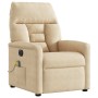 Sillón reclinable masaje eléctrico tela microfibra color crema