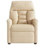 Sillón reclinable masaje eléctrico tela microfibra color crema