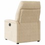 Sillón reclinable masaje eléctrico tela microfibra color crema