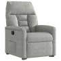 Sillón reclinable elevable tela de microfibra gris claro