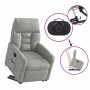 Sillón reclinable elevable tela de microfibra gris claro