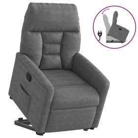 Sillón reclinable elevable tela de microfibra gris oscuro Sillón reclinable elevable tela de microfibra gris oscuro