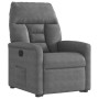 Sillón reclinable elevable tela de microfibra gris oscuro