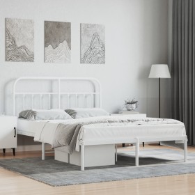 Estructura de cama con cabecero metal blanca 140x200 cm