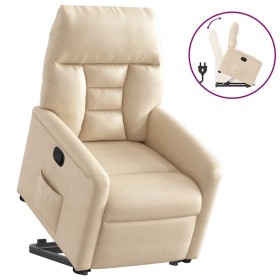 Sillón reclinable elevable tela de microfibra beige