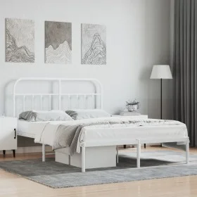White metal bed frame with headboard 140x200 cm by vidaXL, Beds and slatted bases - Ref: Foro24-352628, Price: 98,12 €, Disco...