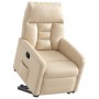 Sillón reclinable elevable tela de microfibra beige
