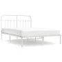 White metal bed frame with headboard 140x200 cm by vidaXL, Beds and slatted bases - Ref: Foro24-352628, Price: 98,12 €, Disco...