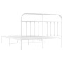 Bettgestell aus weißem Metall mit Kopfteil 140x200 cm von vidaXL, Betten und Lattenroste - Ref: Foro24-352628, Preis: 99,47 €...