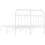 White metal bed frame with headboard 140x200 cm by vidaXL, Beds and slatted bases - Ref: Foro24-352628, Price: 98,12 €, Disco...