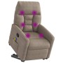 Sillón reclinable de masaje elevable tela microfibra gris taupe