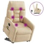 Sillón reclinable de masaje elevable tela de microfibra crema
