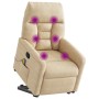 Sillón reclinable de masaje elevable tela de microfibra crema