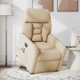Sillón reclinable de masaje elevable tela de microfibra crema