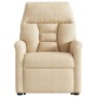 Sillón reclinable de masaje elevable tela de microfibra crema