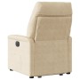 Sillón reclinable de masaje elevable tela de microfibra crema