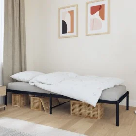 Schwarzer Metallbettrahmen 90x190 cm von vidaXL, Betten und Lattenroste - Ref: Foro24-350838, Preis: 63,00 €, Rabatt: %