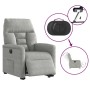 Sillón eléctrico reclinable elevable tela microfibra gris claro