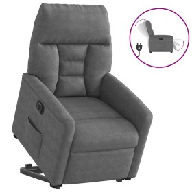 Sillón eléctrico reclinable elevable tela microfibra gris