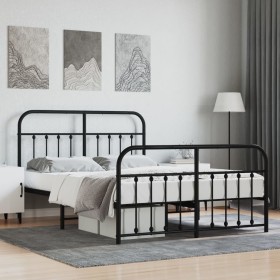 Black metal headboard and footboard bed frame 140x200 cm by vidaXL, Beds and slatted bases - Ref: Foro24-352597, Price: 130,1...