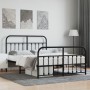 Black metal headboard and footboard bed frame 140x200 cm by vidaXL, Beds and slatted bases - Ref: Foro24-352597, Price: 130,0...