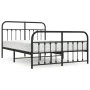 Black metal headboard and footboard bed frame 140x200 cm by vidaXL, Beds and slatted bases - Ref: Foro24-352597, Price: 128,0...