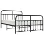 Black metal headboard and footboard bed frame 140x200 cm by vidaXL, Beds and slatted bases - Ref: Foro24-352597, Price: 128,0...
