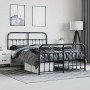 Black metal headboard and footboard bed frame 140x200 cm by vidaXL, Beds and slatted bases - Ref: Foro24-352597, Price: 130,0...