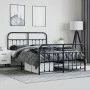 Black metal headboard and footboard bed frame 140x200 cm by vidaXL, Beds and slatted bases - Ref: Foro24-352597, Price: 128,0...