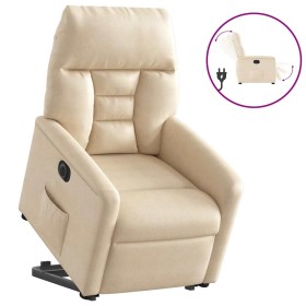 Sillón eléctrico reclinable elevable tela microfibra beige