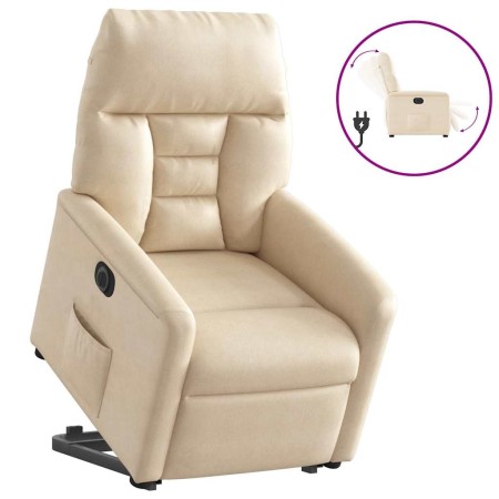 Sillón eléctrico reclinable elevable tela microfibra beige