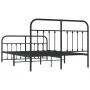 Black metal headboard and footboard bed frame 140x200 cm by vidaXL, Beds and slatted bases - Ref: Foro24-352597, Price: 128,0...