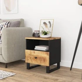 Mesita de noche madera maciza mango y madera contrachapada de vidaXL, Mesitas de noche - Ref: Foro24-350648, Precio: 74,52 €,...
