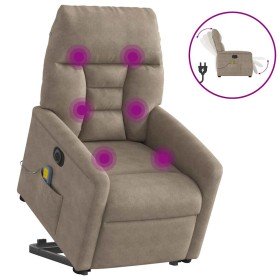 Sillón masaje eléctrico reclinable elevable tela gris taupe