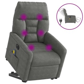 Sillón masaje eléctrico reclinable elevable tela gris oscuro