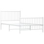 Metal bed frame with headboard and footboard white 100x200 cm by vidaXL, Beds and slatted bases - Ref: Foro24-350944, Price: ...