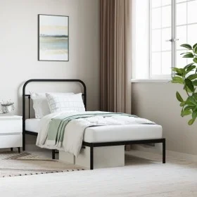 Estructura de cama con cabecero metal negro 100x190 cm de vidaXL, Camas y somieres - Ref: Foro24-352572, Precio: 79,40 €, Des...