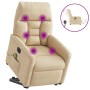 Sillón masaje eléctrico reclinable elevable tela crema
