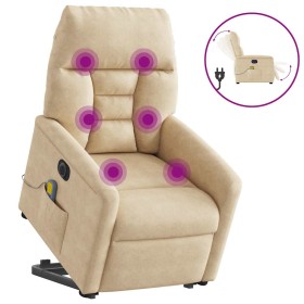 Sillón masaje eléctrico reclinable elevable tela crema