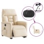 Sillón masaje eléctrico reclinable elevable tela crema