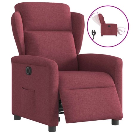Sillón reclinable eléctrico tela rojo tinto