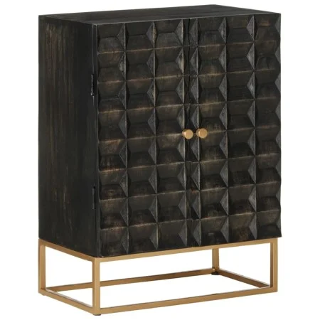 Aparador de hierro y madera maciza de mango negro 55x34x75 cm de vidaXL, Aparadores - Ref: Foro24-351679, Precio: 190,22 €, D...